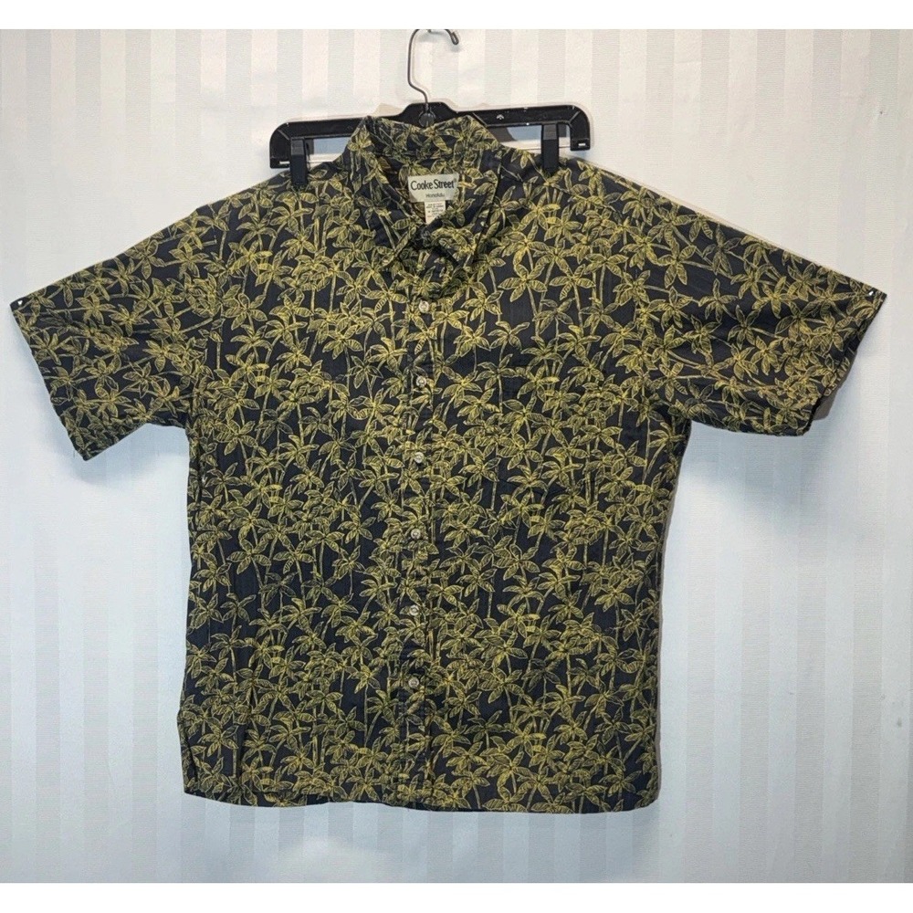 NWOT Vintage Cooke Street Hawaiian Shirt‎ Mens L Black Brown 1990